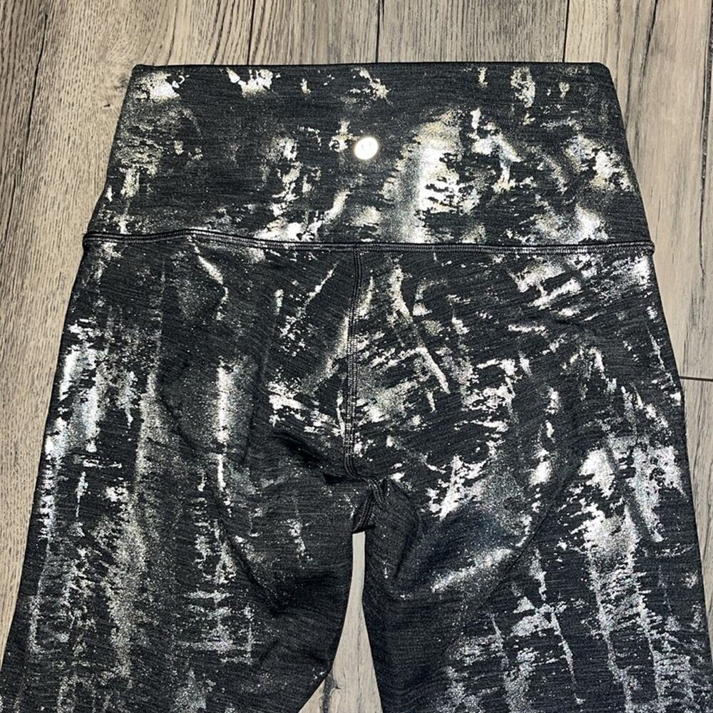 lululemon Leggings RARE Print Metallic Silver 6 Pants Wunder Under HR Tight Foil - Picture 5 of 5